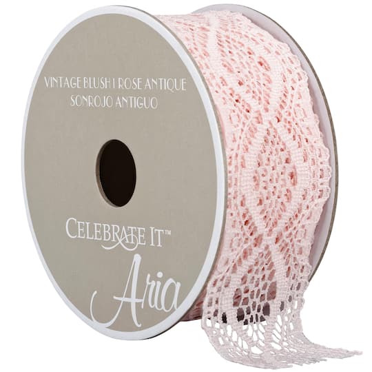 12 Pack: 1.5" x 3yd. Lace Vintage Blush Ribbon by Celebrate It™ Aria